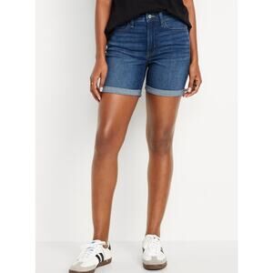 Old Navy High Waisted Wow Cuffed Denim Shorts 5" Inseam Women Size 4 Beachy NWT